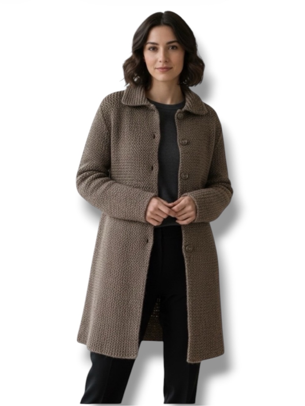 Vintage Look Knit Midi Coatigan - Based on Measurements Fits L/XL Sweater Coat 🤎